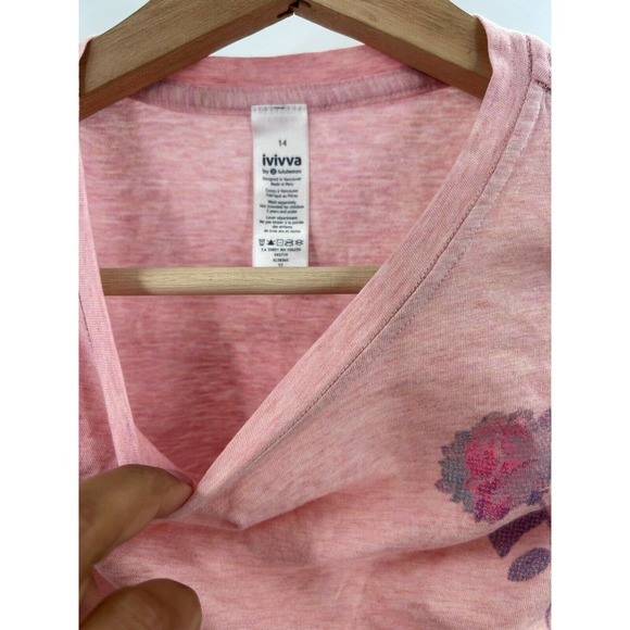Ivivva by Lululemon Girls Size 14 Ever Easy Tee T-Shirt Short Sleeve Cotton Pink - Picture 3 of 4